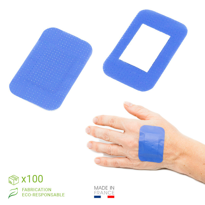 Pansement articulation bleu plastifié Jumboblue, 5 x 7,2 cm - Lot de 100