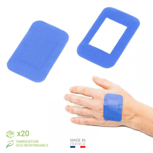 Pansement articulation bleu plastifié Jumboblue, 5 x 7,2 cm - Lot de 20