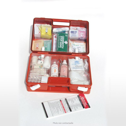 Trousse de secours Medi-Box, garnie, avec support (trousse étanche)