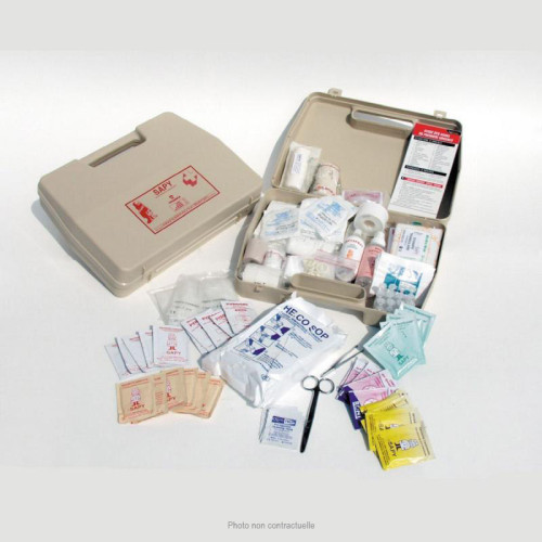 Trousse de secours Aid-Box, garnie, avec support Trousse de secours Aid-Box, garnie, avec support