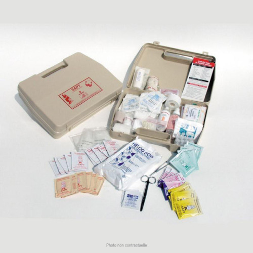 Trousse de secours Aid-Box, garnie, avec support