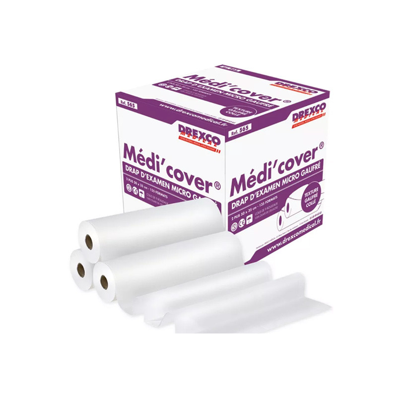 Draps d'examen prédécoupés gaufrés, 50 x 38 cm - 130 formats - Lot de 9 rouleaux
