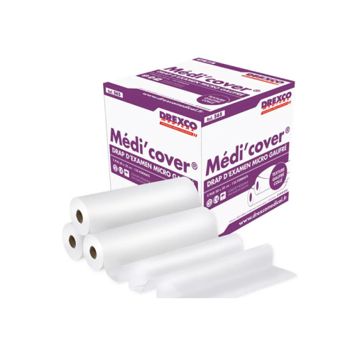 Draps d'examen prédécoupés gaufrés, 50 x 38 cm - 130 formats - Lot de 9 rouleaux