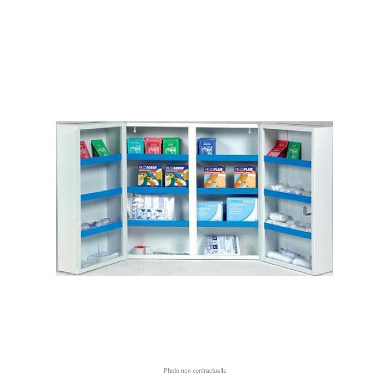Armoire à pharmacie garnie en métal – Grande capacité – 2 portes